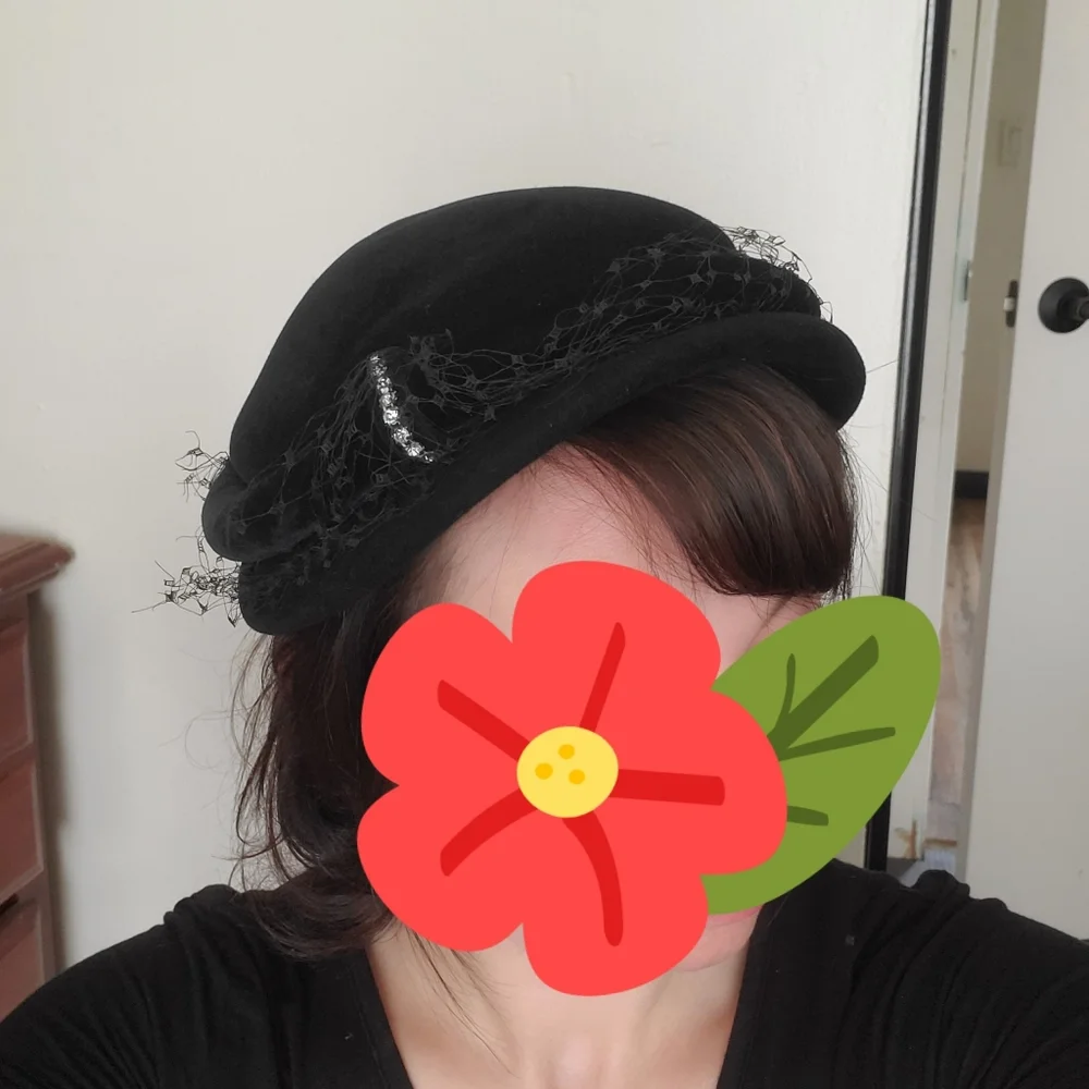 Black Vintage Hat & Evening Gloves - Picture 7 of 7